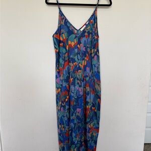 Blue Floral Maxi Slip Dress
